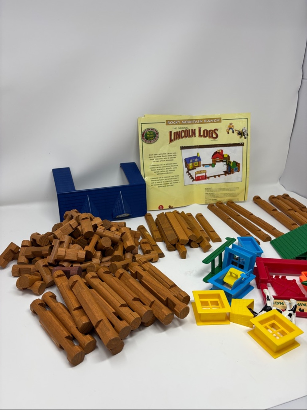 Lincoln Logs | Rocky Mountain Ranch Wooden Building Set - Brown & Blue
